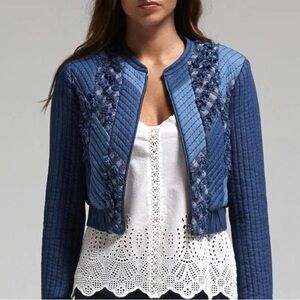 Rebecca Taylor Patchwork Chambray Jacket Size Medium